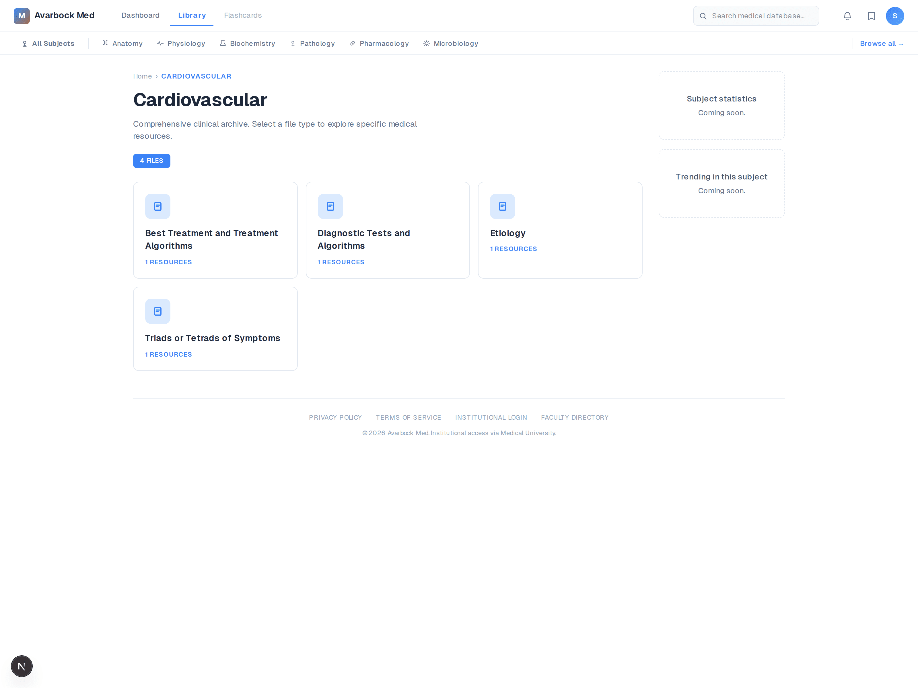 Cardiovascular subject page — file-type breakdown